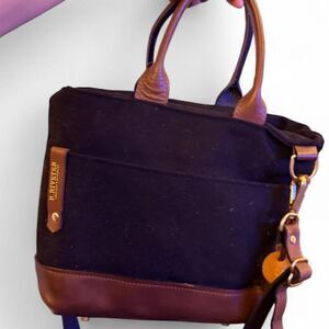 R. Riveter Otto Black Canvas Brown Leather Tote Crossbody Bag USA Handmade